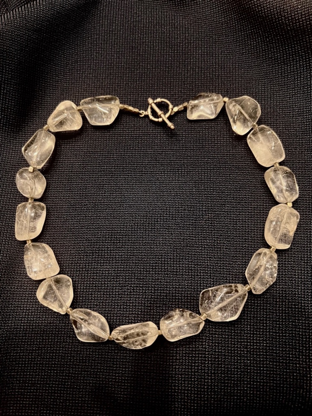 Vintage Clear Rock Crystal Bead Necklace - Silver Toggle